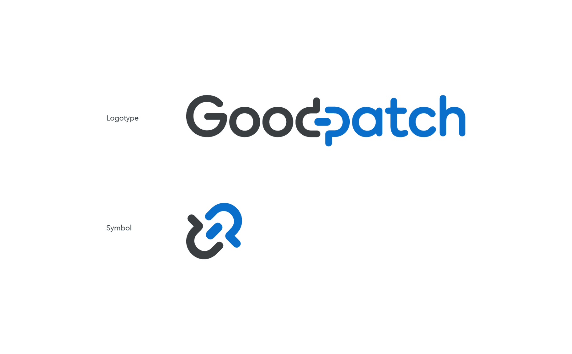 The Goodpatch logotype and symbol with guidance on when to use each